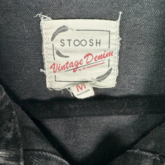 Stoosh Vintage Denim Charcoal Gray Button Up Shacket Paisley Print Boho Size Med - Picture 2 of 6